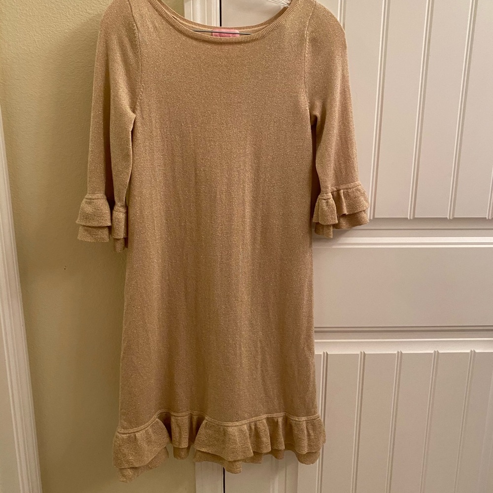 Lilly Pulitzer gold Helena sweater dress medium.